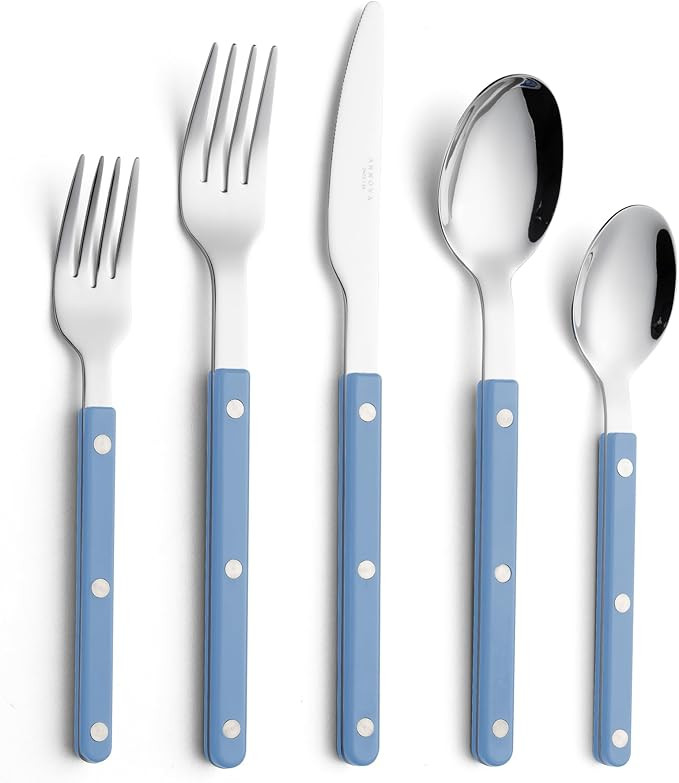 ANNOVA Silverware Set, Retro/Rivet Colorful Stainless Steel Tableware Kitchen Flatware Set Utensi... | Amazon (US)