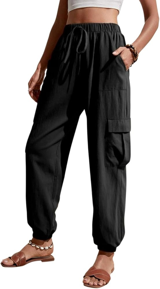 GUOLEZEEV High Waisted Jogger Pants Loose Hiking Joggers for Women Casual Lightweight Tapered Car... | Amazon (US)