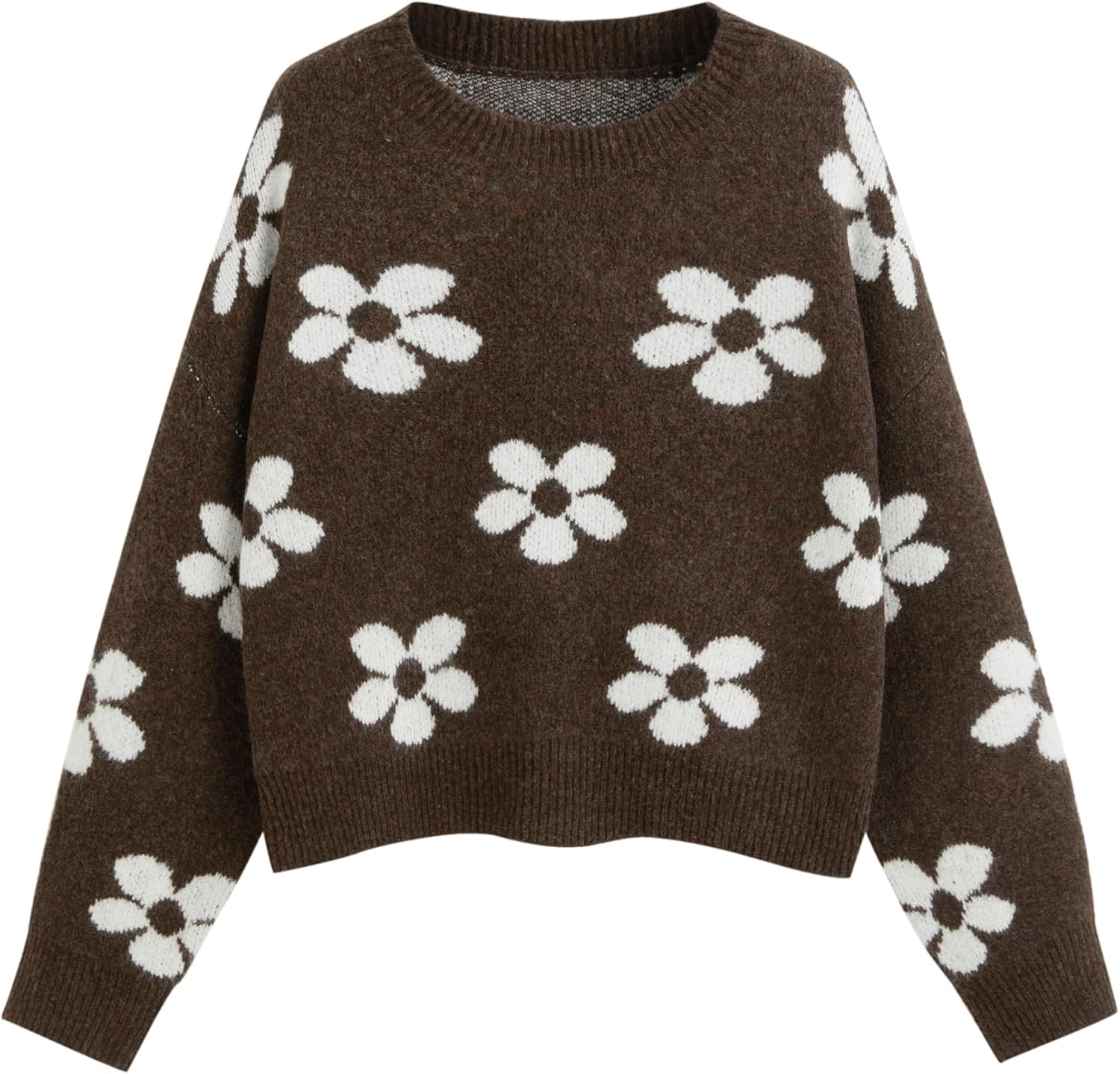 CIDER Floral Cozy Sweaters for Women Trendy Long Sleeve Cute Fall Sweaters | Amazon (US)