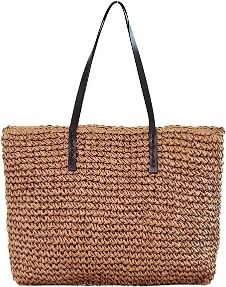 Ayliss Women Straw Woven Tote Large Beach Handmade Weaving Shoulder Bag Purse Straw Handbag | Amazon (US)