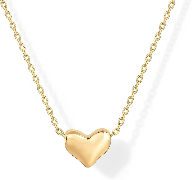 PAVOI 14K Gold Plated Cubic Zirconia Heart Necklace | Cute Dainty Love Pendant Necklaces for Wome... | Amazon (US)