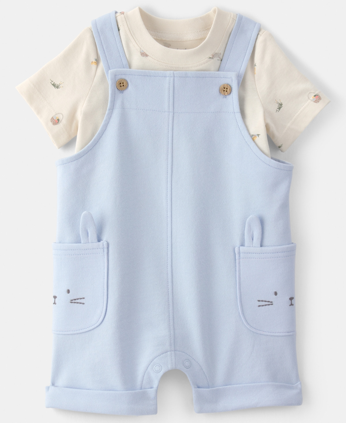 Carter's Baby Boys' Easter Bunny T-Shirt and Shortall, 2-Piece Set - Blue/Cream | Macy's