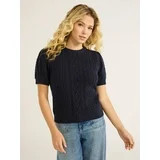 Free Assembly Women's Cable Knit Sweater with Short Puff Sleeves, Sizes XS-XXL | Walmart (US)