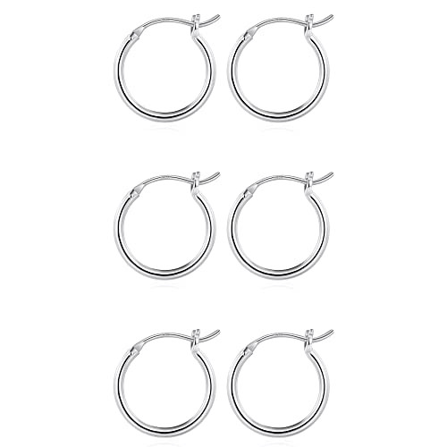 M MOOHAM Hoop Earrings for Women - Silver Plated Hypoallergenic Chunky Dainty Tiny Hoops Earrings Pack Set | Amazon (US)