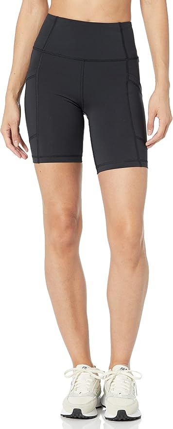 Amazon Essentials Women's High Waisted Active Sculpt Moisture-Wicking Biker Shorts with Pockets | Amazon (US)