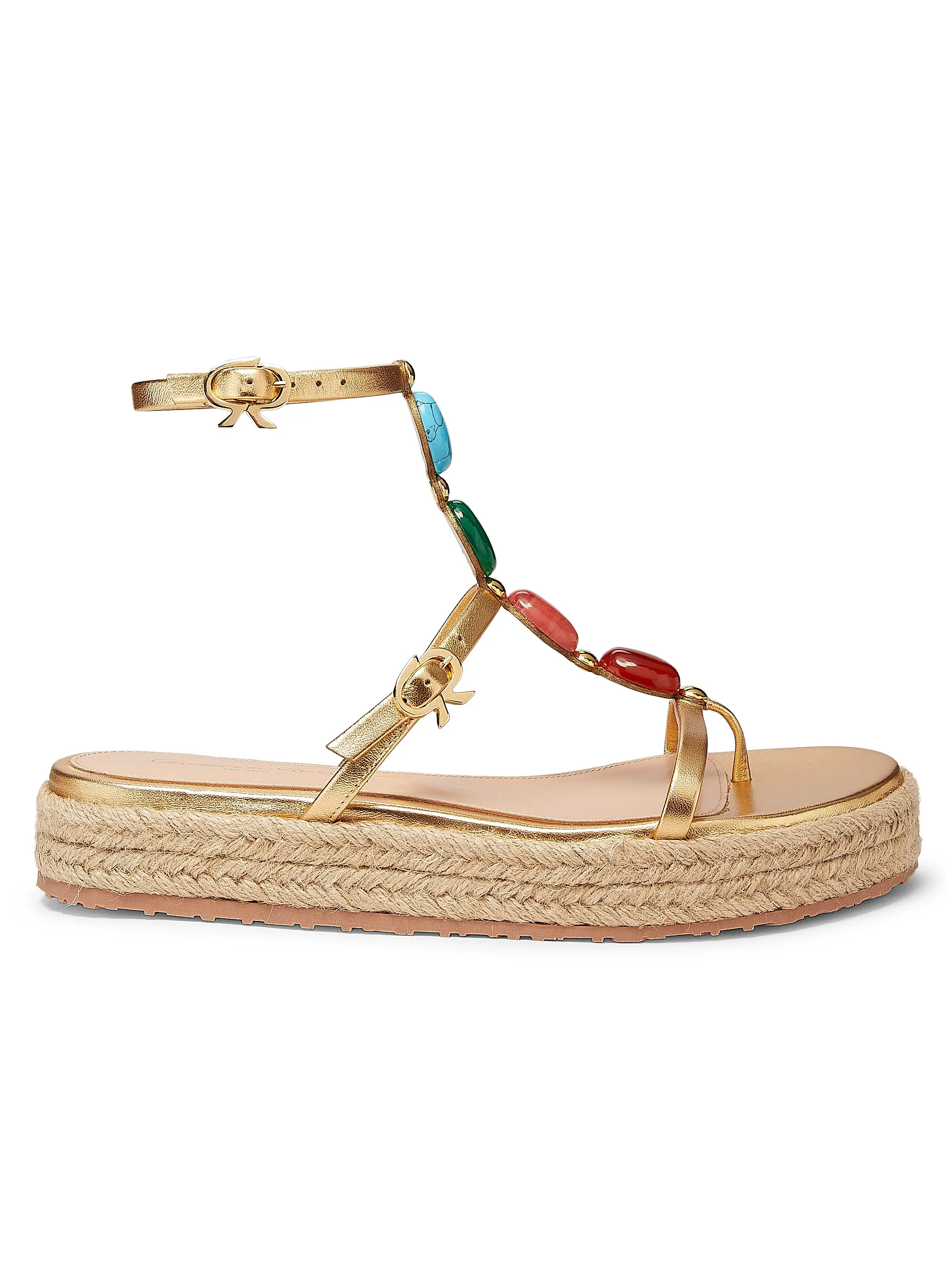 Gianvito Rossi Nappa Silk+Corda Sandals | Saks Fifth Avenue | Saks Fifth Avenue