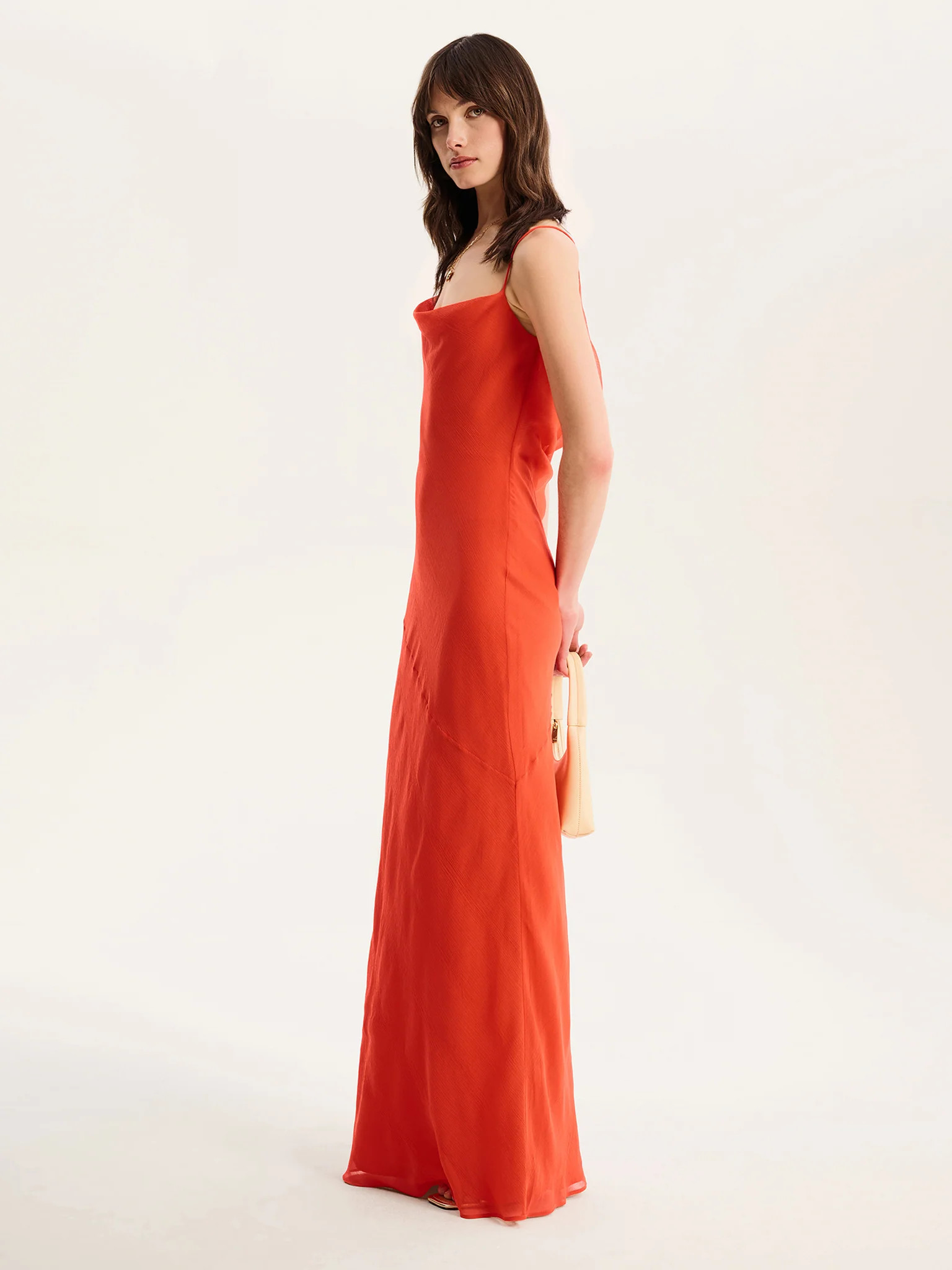 Koko Chiffon Dress in Orange | OMNES UK