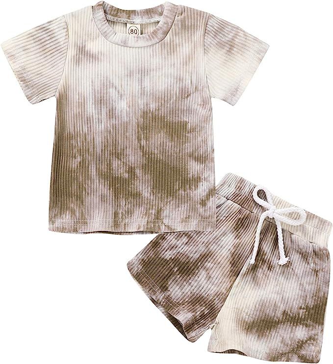 Infant Baby Girl Boy Outfits Set Short Sleeve Tops and Shorts Tie Dye Baby Summer Clothing Set | Amazon (US)