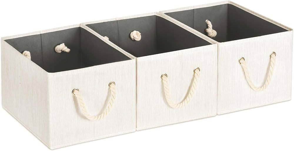 MaidMAX Cloth Storage Baskets, 14.4×10×8.4'', Shelf Basket, Collapsible Storage Bins with 2 Cot... | Amazon (US)