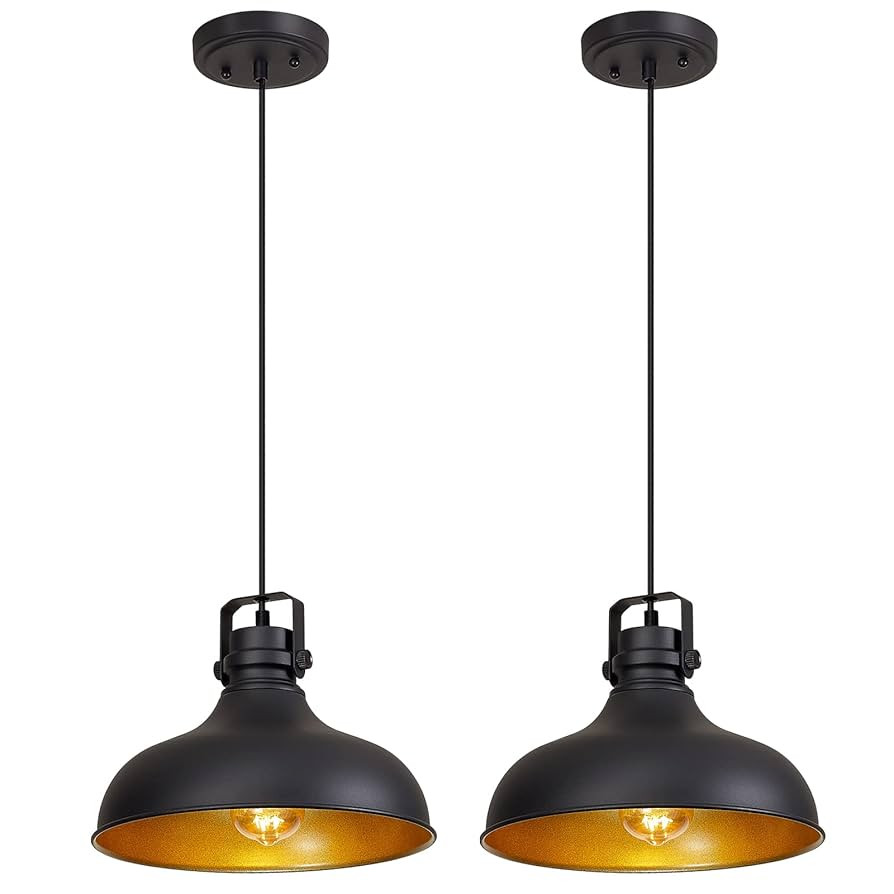 Black Farmhouse Pendant Lights Matte Pendant Lighting for Kitchen Island Industrial Adjustable He... | Amazon (US)