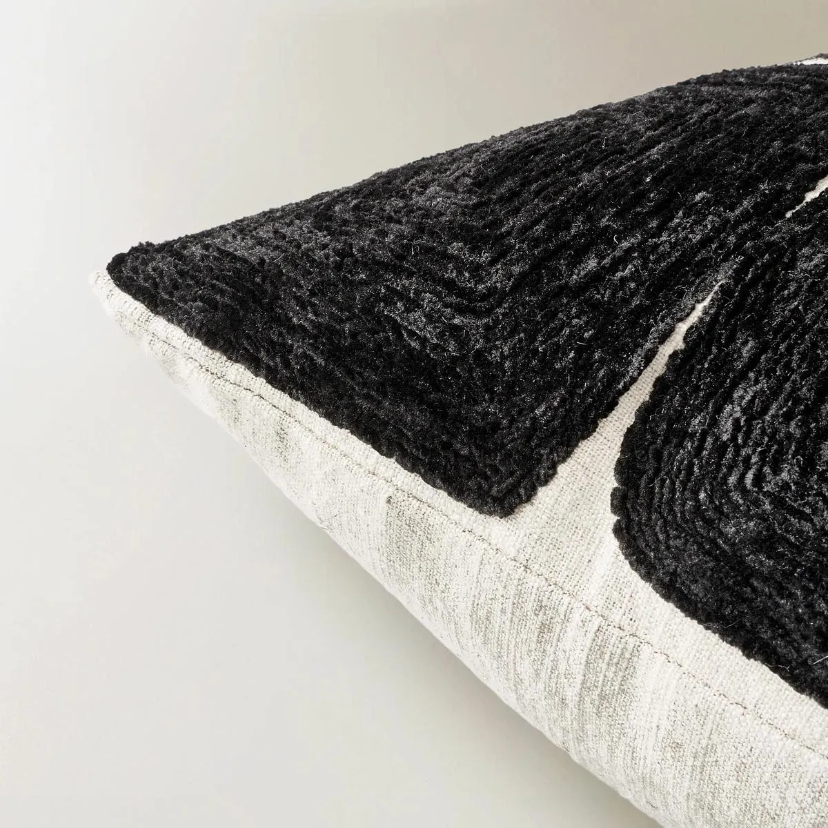 Kylen Embroidered Lumbar 24" x 14" - Black | Z Gallerie