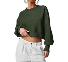 PRETTYGARDEN Women's Fall Pullover Cropped Sweaters Casual Long Sleeve Crewneck Chunky Knit Loose... | Amazon (US)