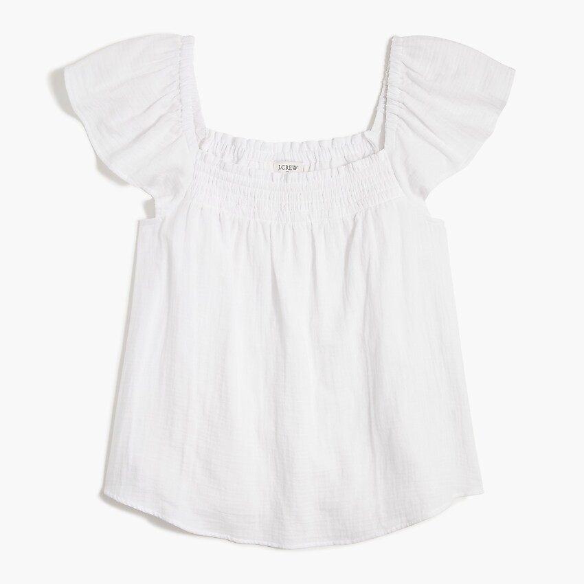 Smocked gauze flutter-sleeve top | J.Crew Factory