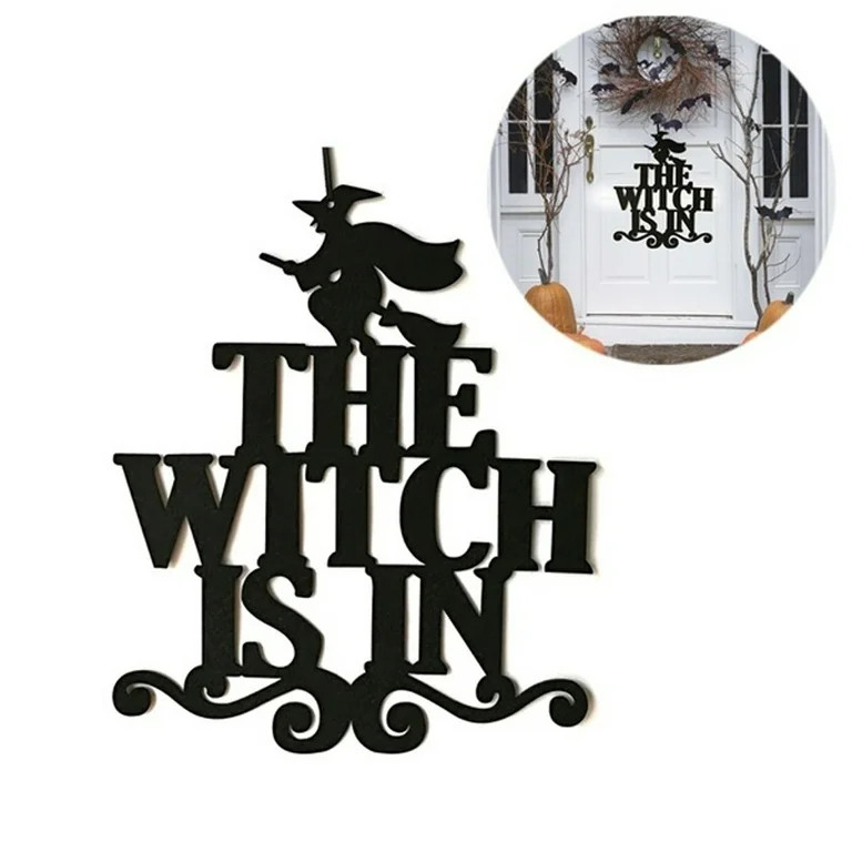 Vikakiooze Halloween Hanging Sign Decorations Non-Woven Trick Or Treat and The Witch is in front ... | Walmart (US)