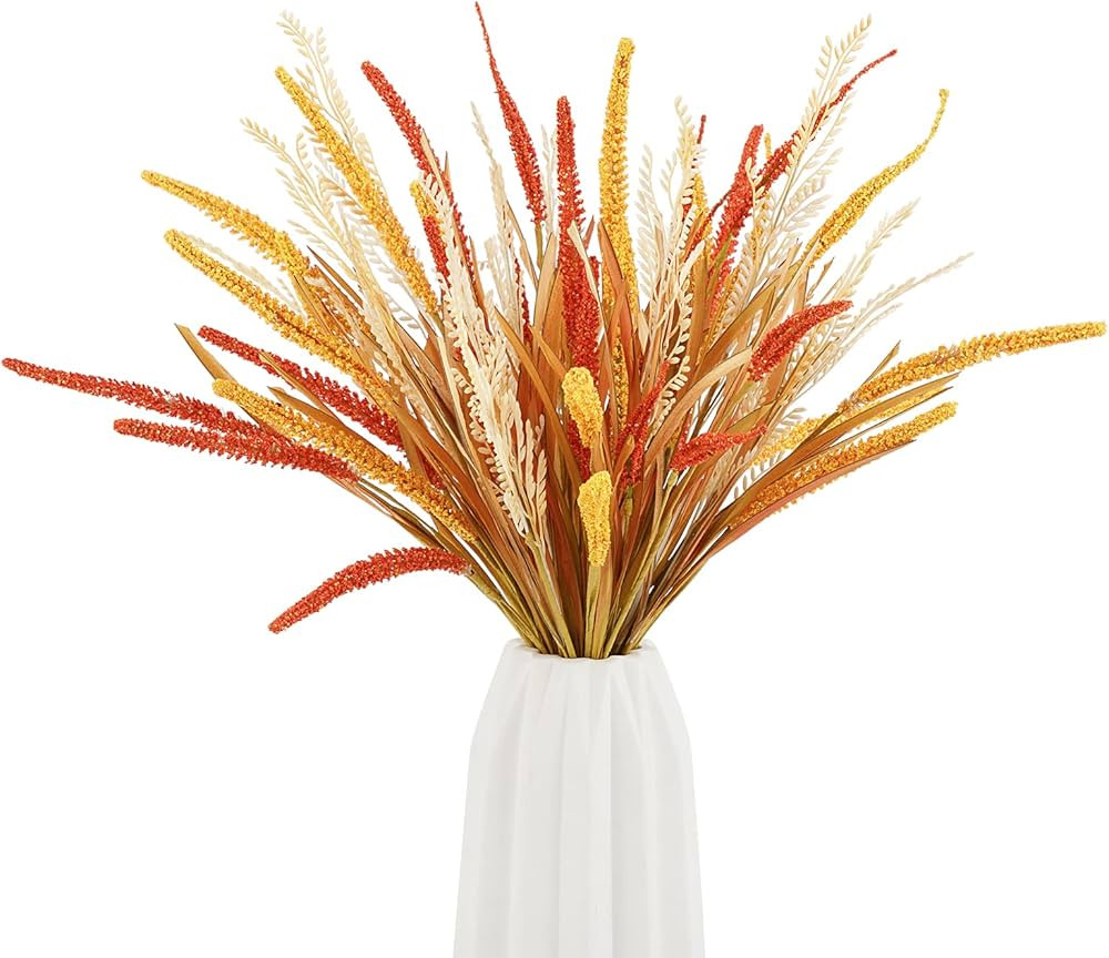 Artificial Wheat and Rice Bush Flowers,Faux Grains Grass Floral for Home Decor,Fake Plant Greener... | Amazon (US)