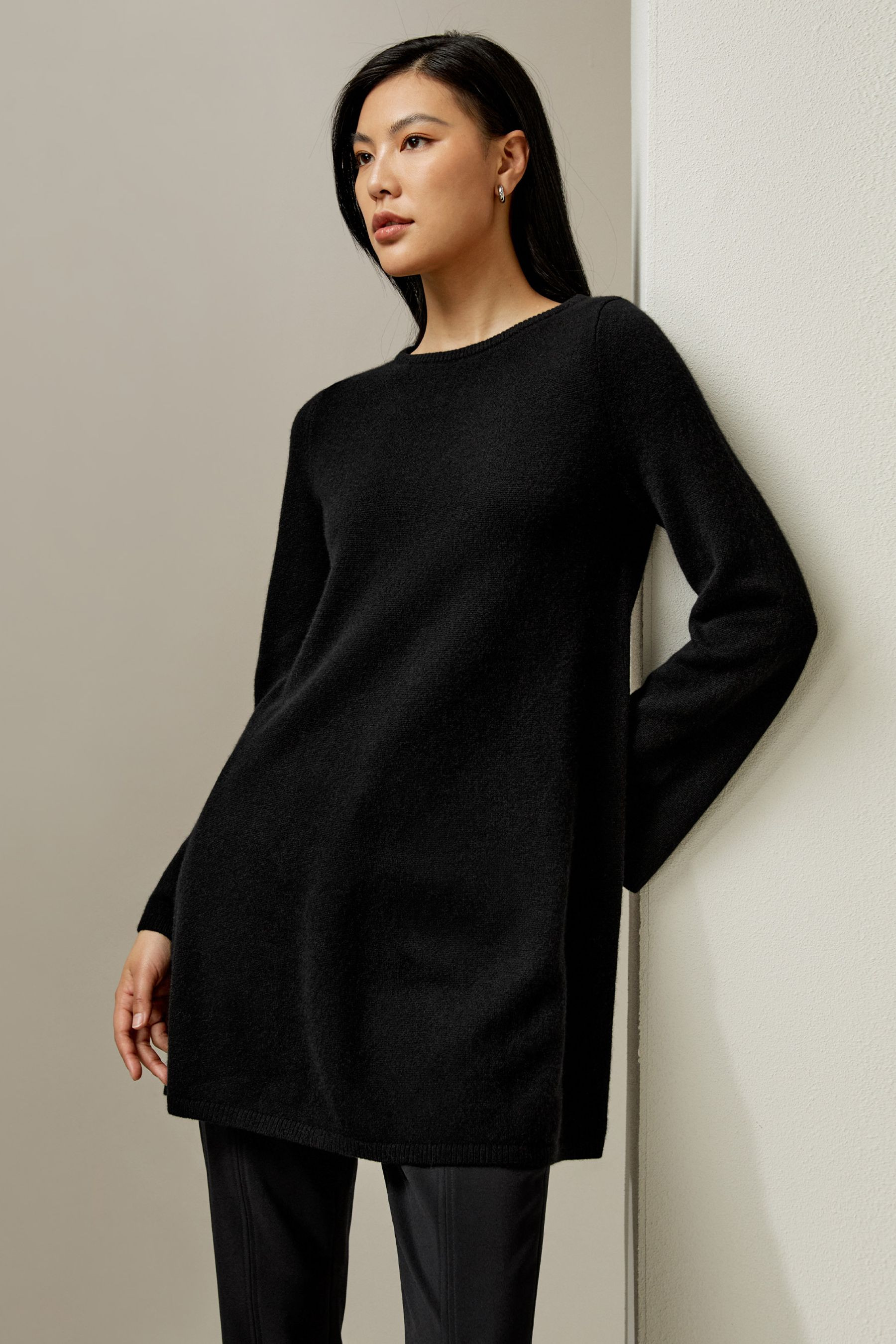Pullover Mid-length Cashmere Sweater | LILYSILK