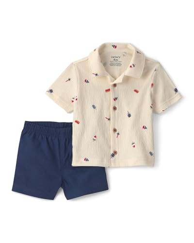 Carter's Boy 2-Piece Short Set, Cream, 6M | Amazon (US)