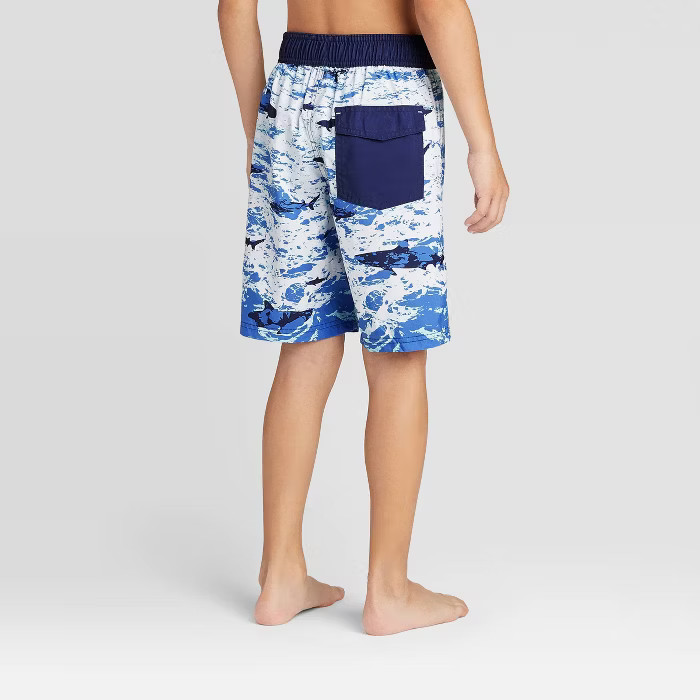 Boys' Shark Shadows Swim Trunks - Cat & Jack™ Blue | Target