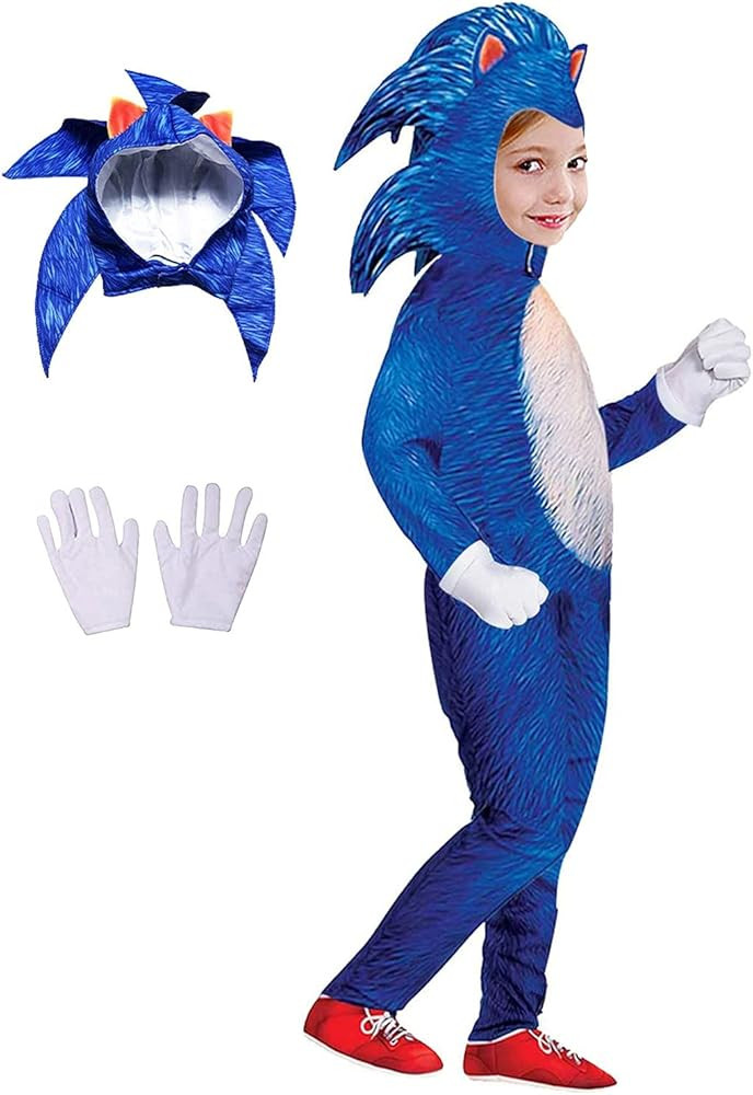 Amazon.com: Fargone Halloween Deluxe Sonic Costume Cosplay Cartoon Sonic The Hedgehog Suit Onesie... | Amazon (US)