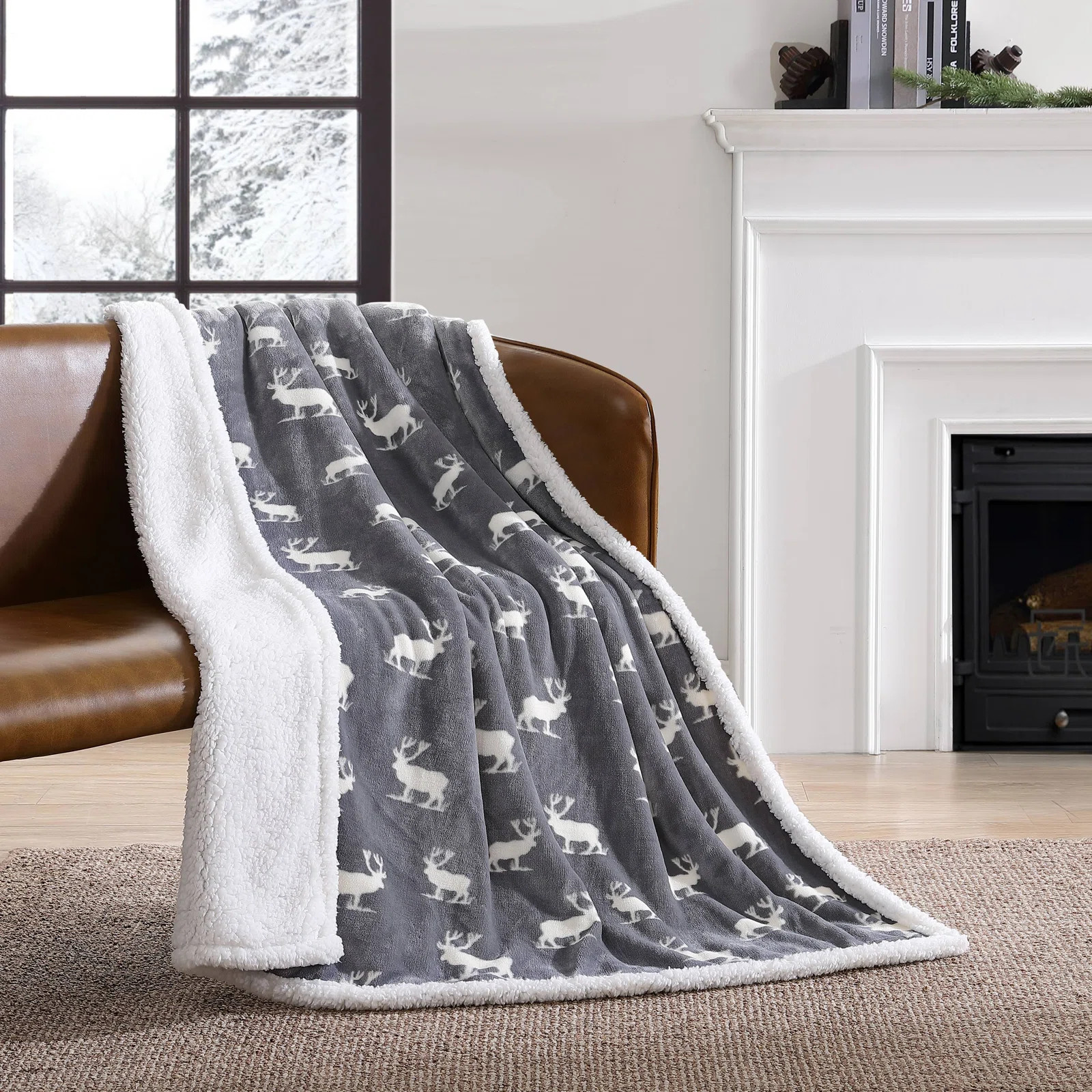 Eddie Bauer Printed Plush Fleece/Sherpa Throw Blankets | Wayfair North America
