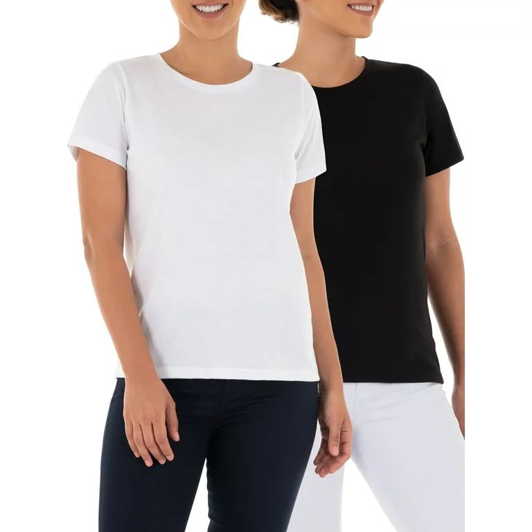 Time and Tru Women's Short Sleeve Crewneck Tee, 2-Pack | Walmart (US)