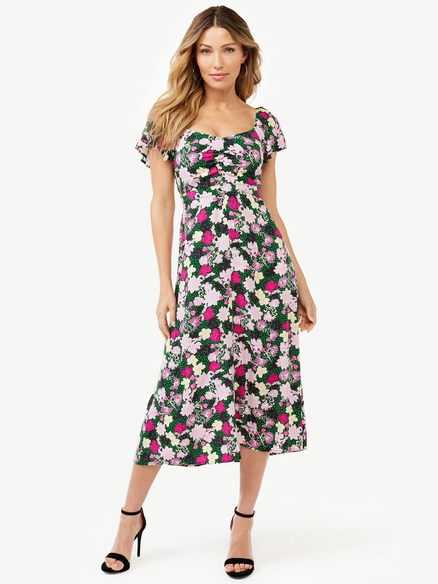Sofia Jeans by Sofia Vergara Women's Flutter Sleeve Dress | Walmart (US)