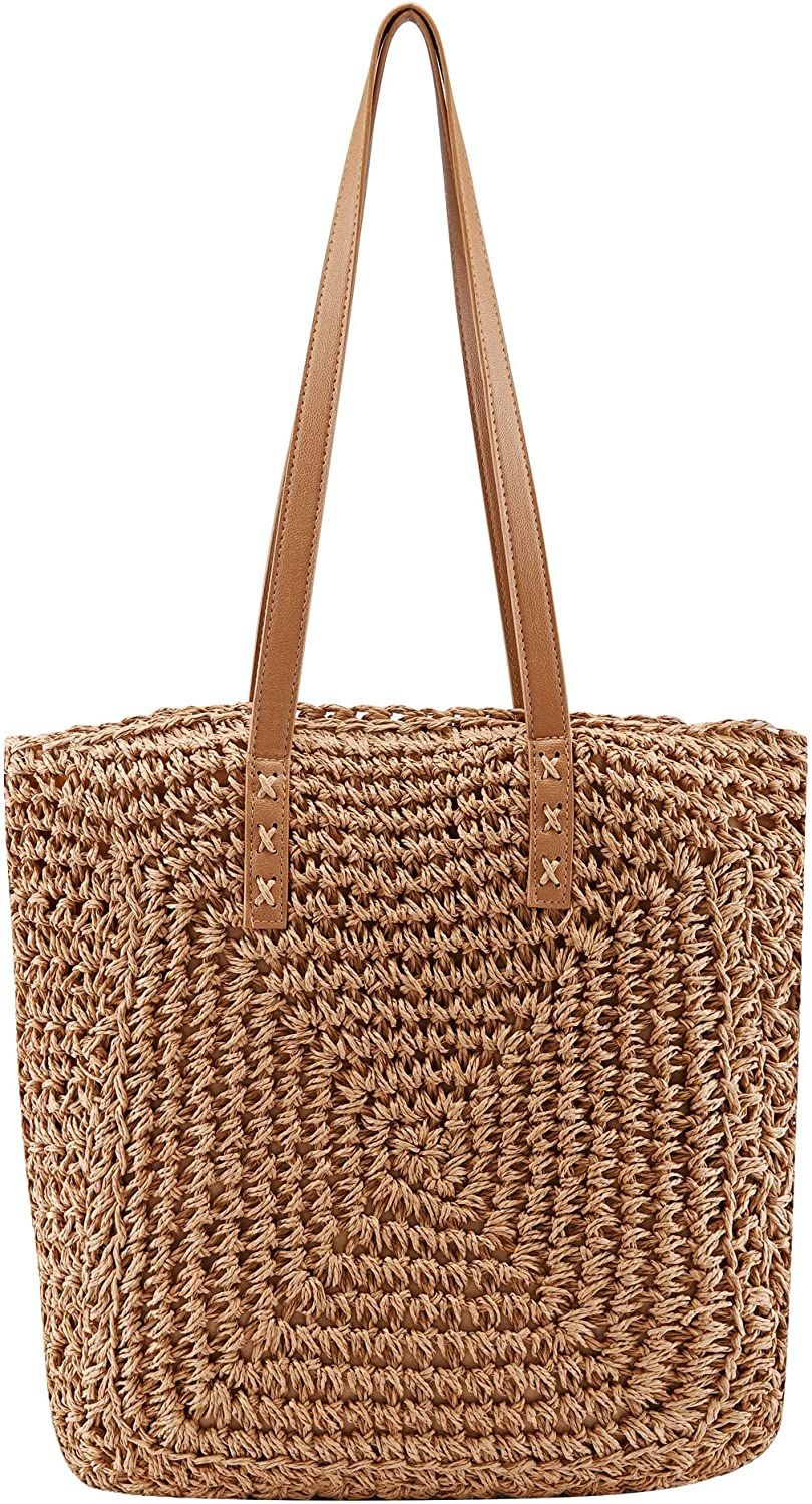 Ayliss Women Straw Shoulder Handbag Tote Shoulder Bag Summer Beach Woven Handmade Weaving Casual ... | Amazon (US)