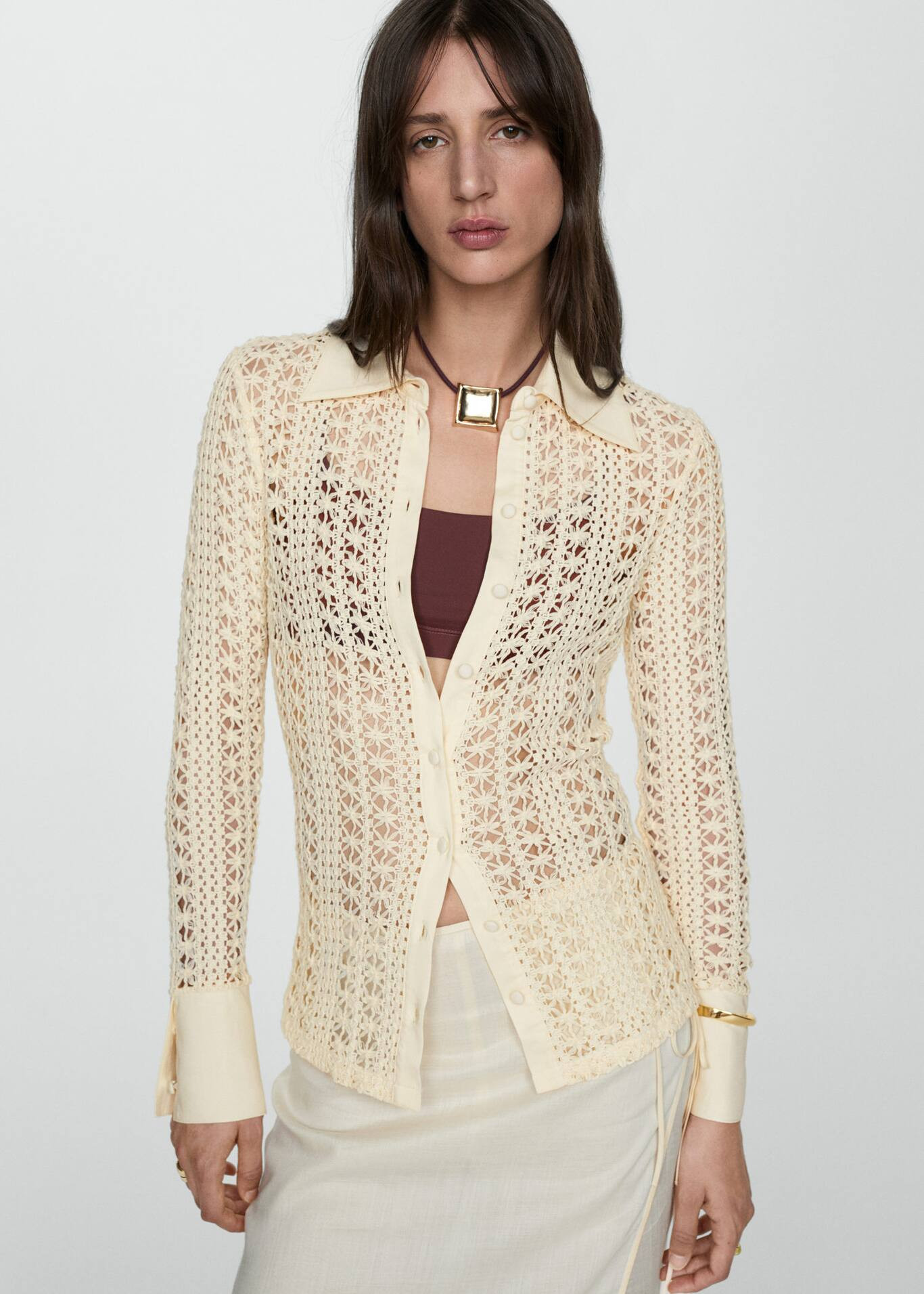 Crochet shirt -  Women | Mango USA | MANGO (US)