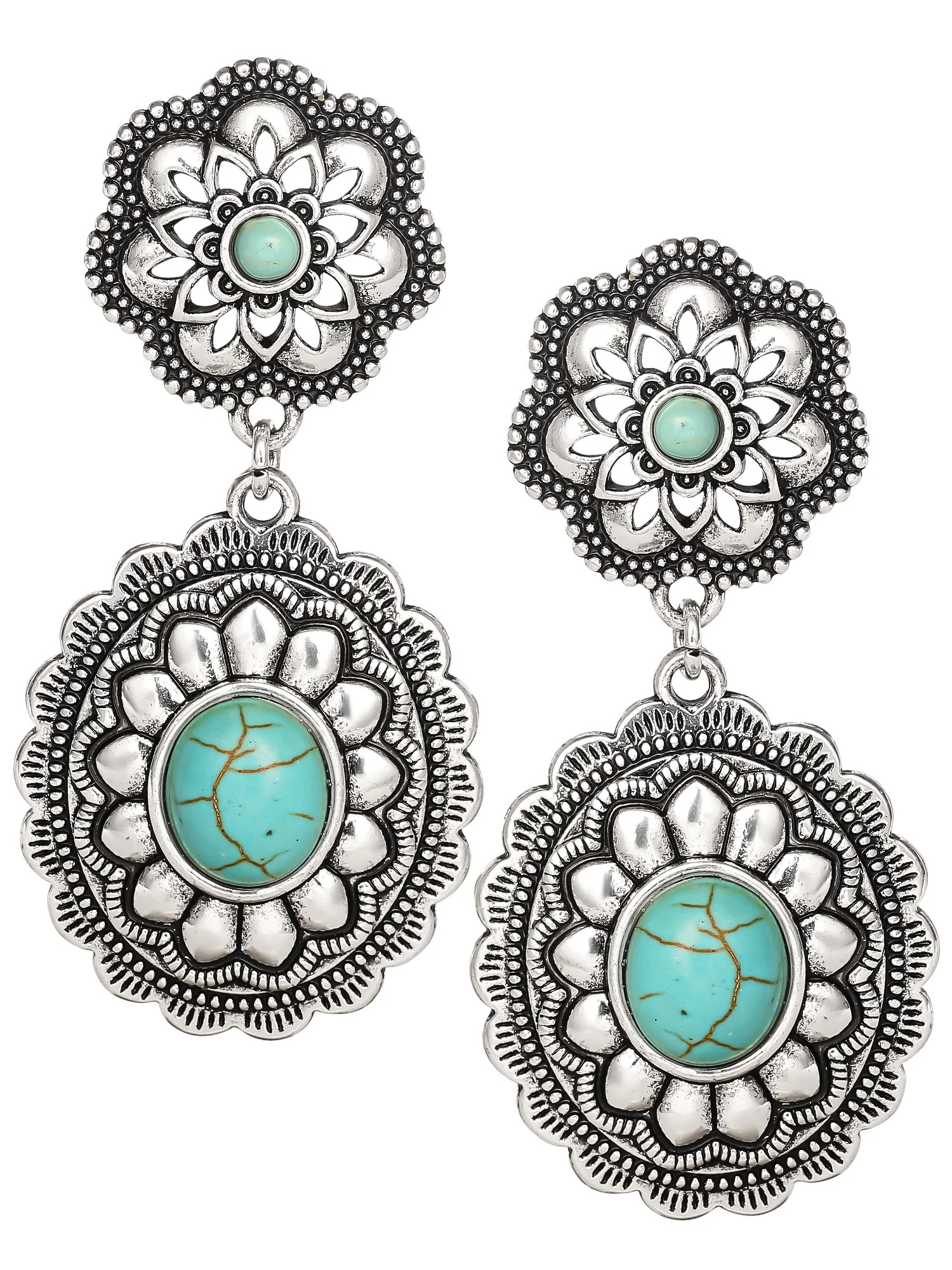Jessica Simpson Fashion Metal Faux Turquoise Stone Drop Earring | Walmart (US)