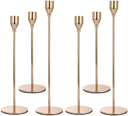 Amazon.com: Anndason Set of 6 Gold Candlestick Holders Gold Candle Holder Taper Candle Holders Ca... | Amazon (US)