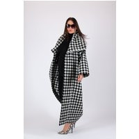 Houndstooth Wool Cape Coat, Black & White Overcoat, Plus Size Coat Ofelia | Etsy (US)