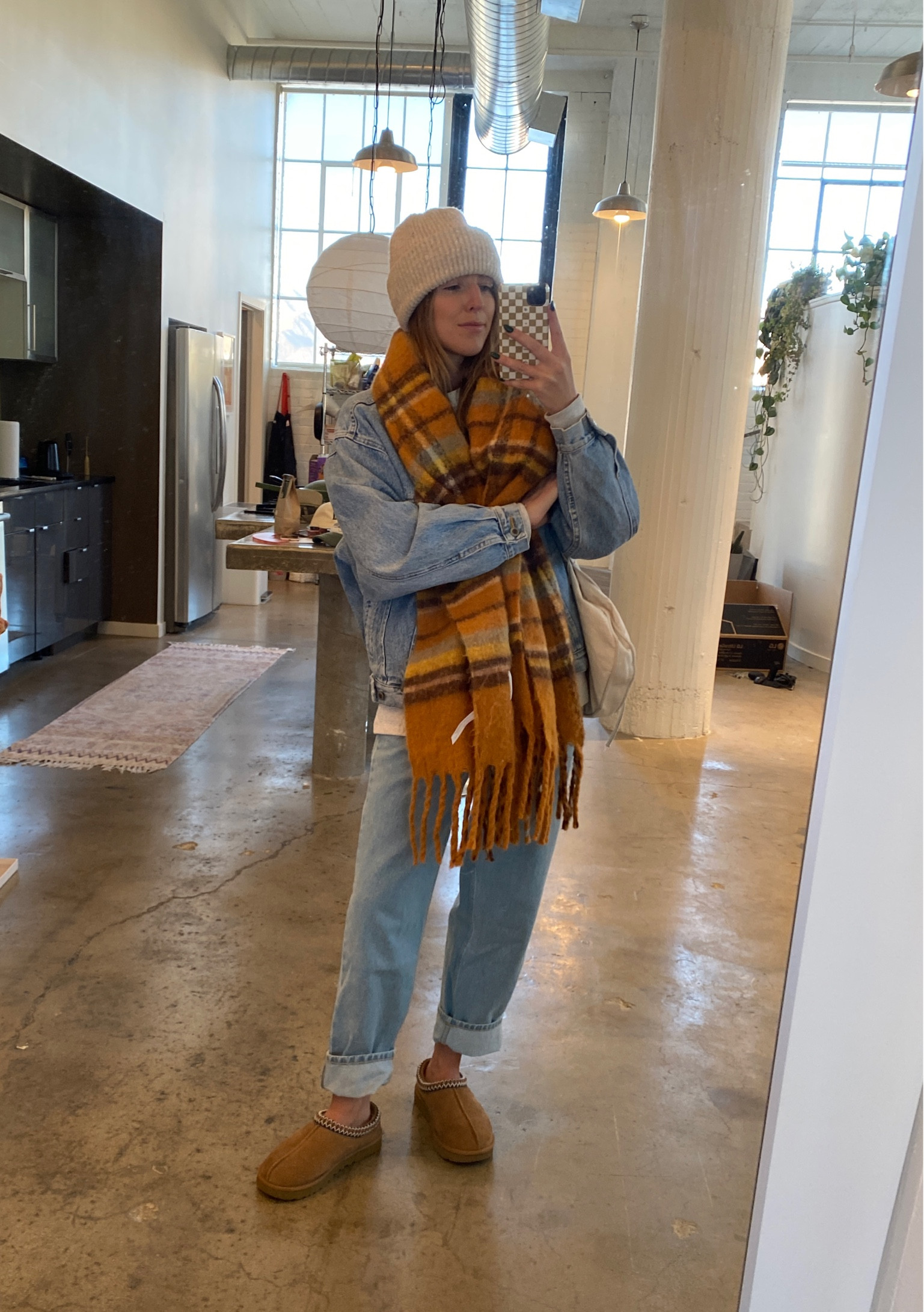 this fit has my heart!! Denim on denim is such a good base to work off of. Scarf is last winter but I’ve linked some similar styles 🫶🏻
