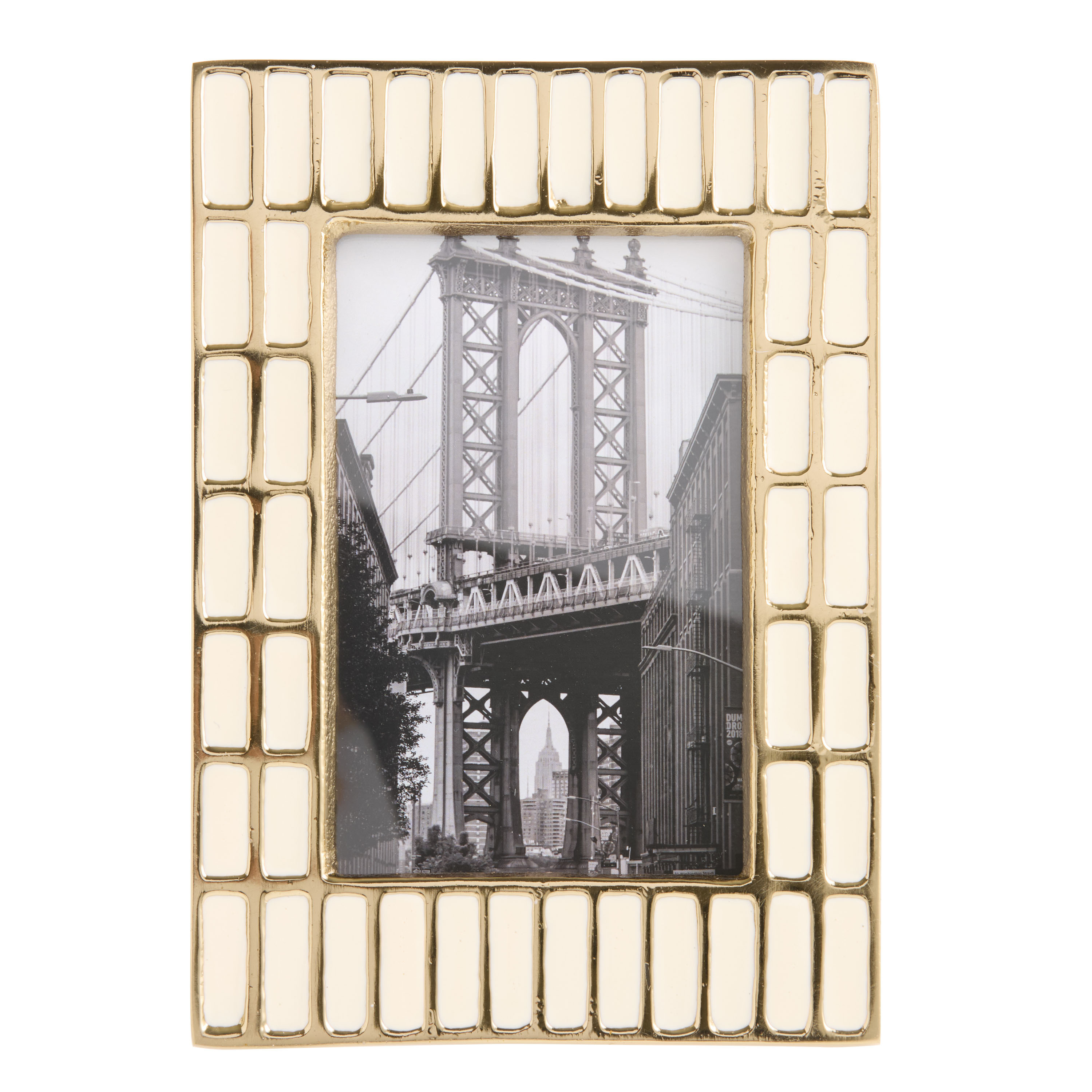 Gold and Ivory Enamel Grid Picture Frame | World Market