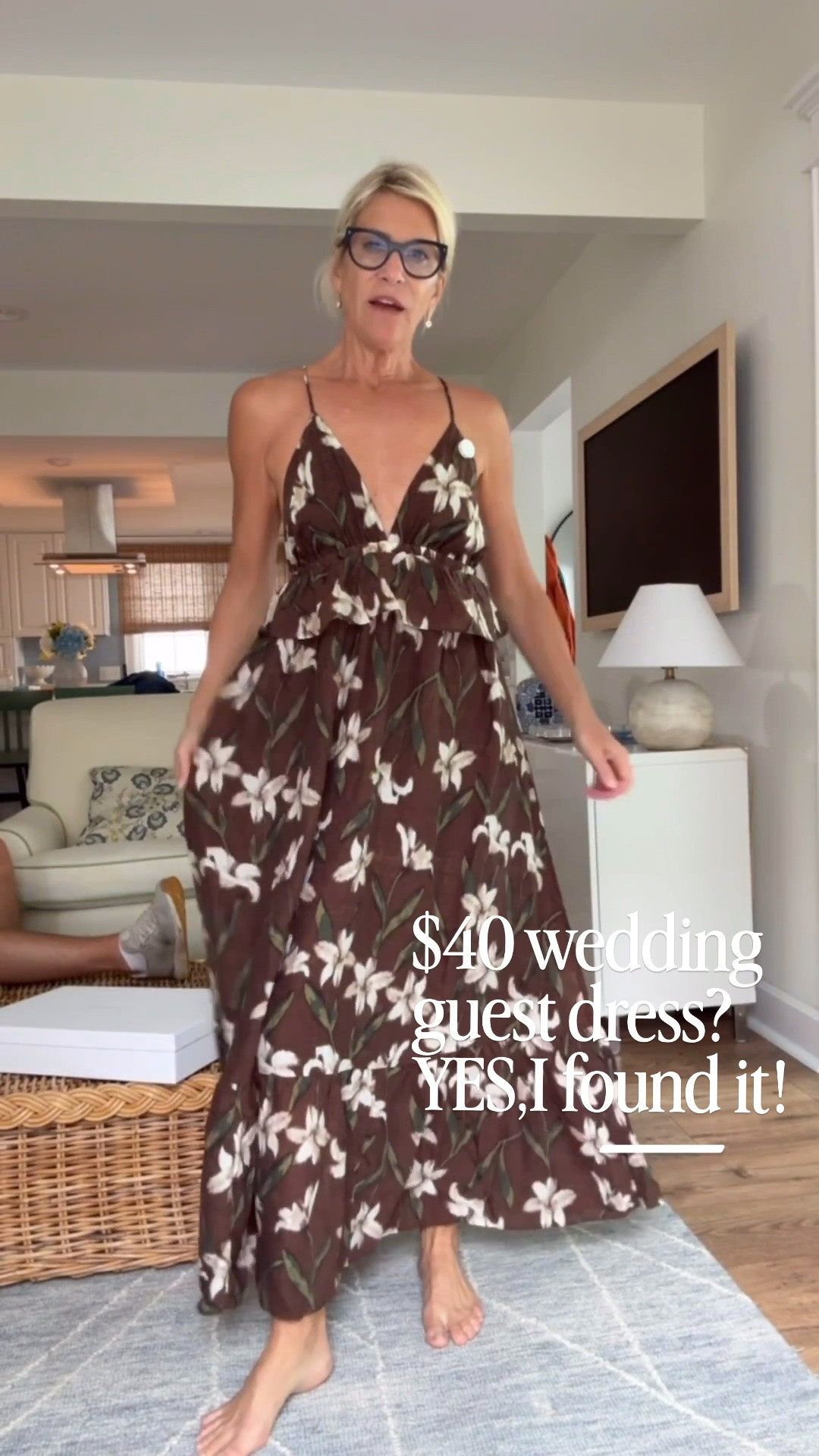 A $40 wedding guest dress?! YES! This brown and green floral dress is lined, has the cutest mini peplum detail, and the back is so good. I’m in an XS, and there’s plenty of room up top. Such a great option for weddings and fall events!

👩‍💻 LTK PRO TIPS
❤️ Heart = Support my posts ;-)
🔖 Save = Get sale & restock alerts for the things you love!
📋 Lists = Keep favorites organized (List ideas: Christmas, Birthdays, and Vacations!)
📲 Share = Send lists and products to a friend (or your daughters like me).
💬 Comment = Ask me anything, and I’ll answer. ;-)

#LTKootd #LTKOver40 #LTKWedding