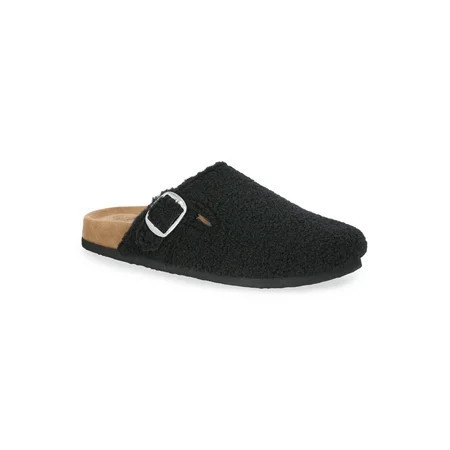Time and Tru Women's Faux Shearling Buckle Clogs | Walmart (US)