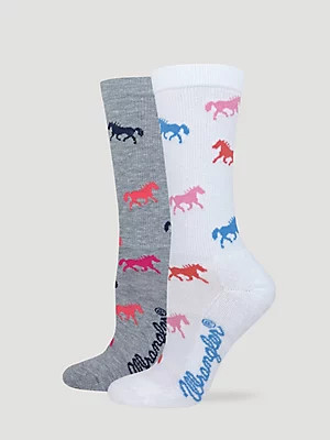 Women's Bright Horse Crew Socks (2-Pack) | Wrangler