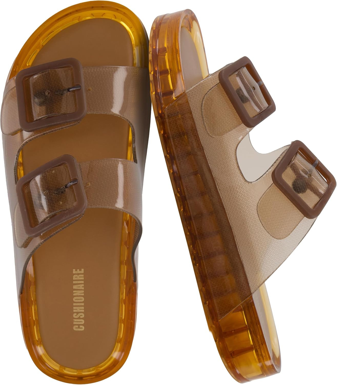CUSHIONAIRE Pool Slides for Women Water Resistant Double Buckle Adjustable Slip-On Womens Sandals for Beach Shower Casual Wear | Amazon (US)