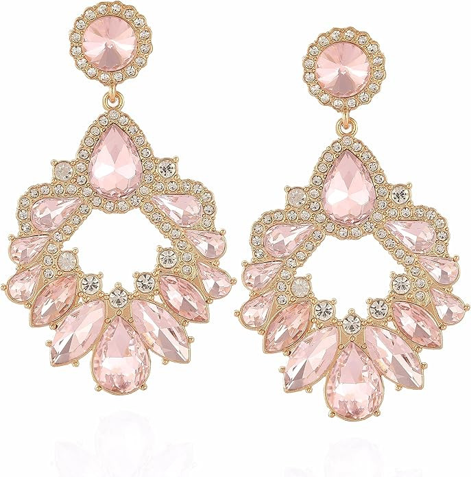 Fashion Rhinestone Statement Drop Dangle Earrings Large Colorful Crystal Chandelier Earrings for ... | Amazon (US)