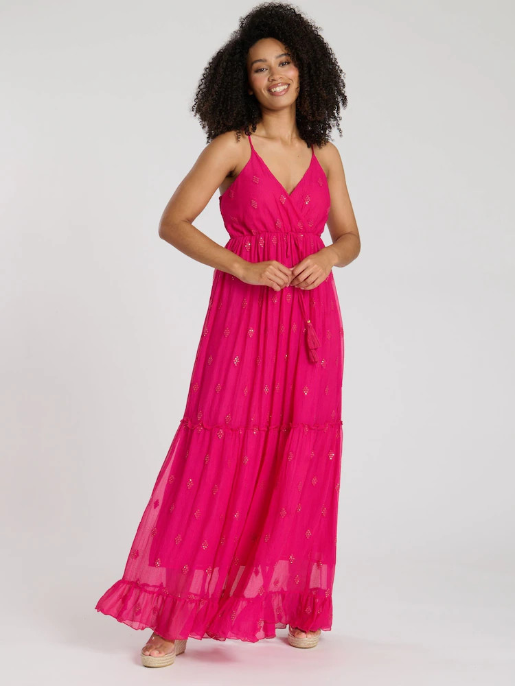 Roze - South Beach lange cami-jurk met V-hals en pailletten | Next EU