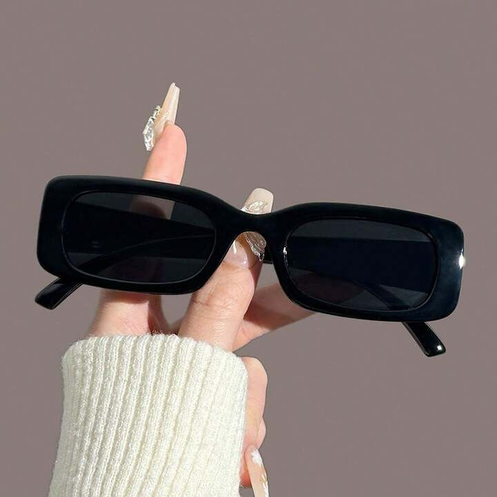 1/2/4Pairs Retro Square Glasses Sets, New Fashion Square For Men And Women With A Sense Of Luxury, Cross-Border Big Face Slimming , Narrow Frame With Polarized Lenses, Classic Black Square Frame Business Casual Gifts Vacay Vacay Vibes | SHEIN