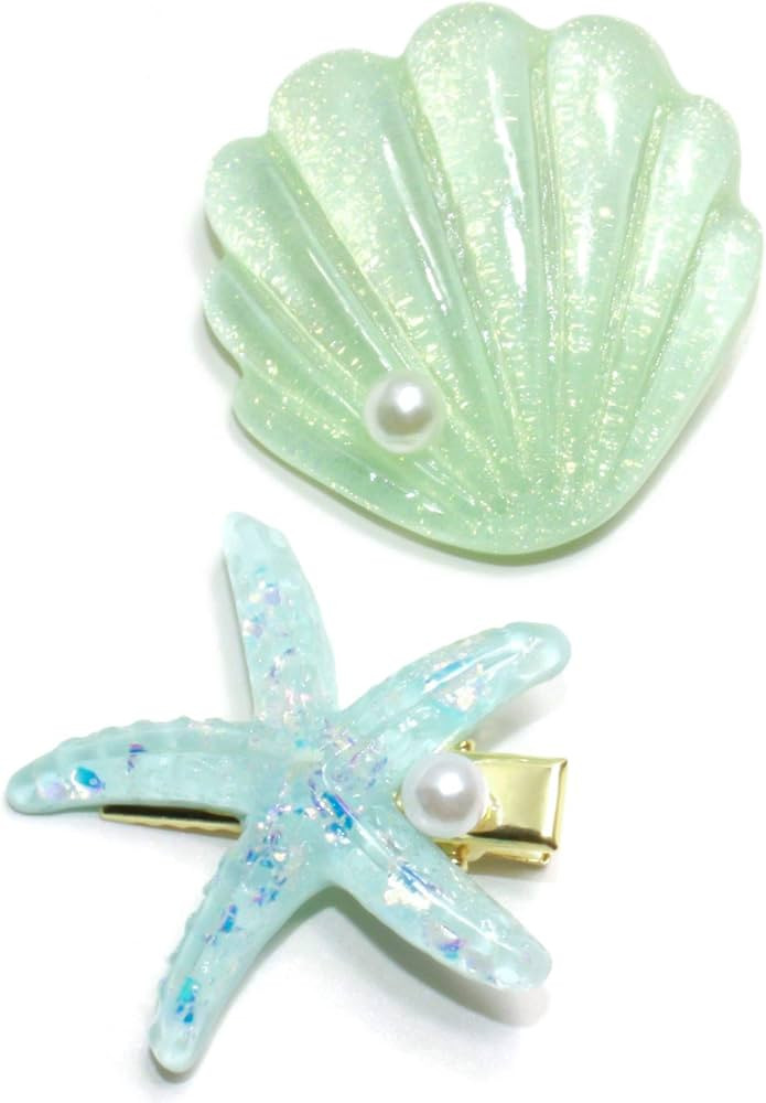 Shell Pearl Starfish Hair Clip Set for Women Girls, Acrylic Resin Alligator Hair Clips, Ladies an... | Amazon (US)