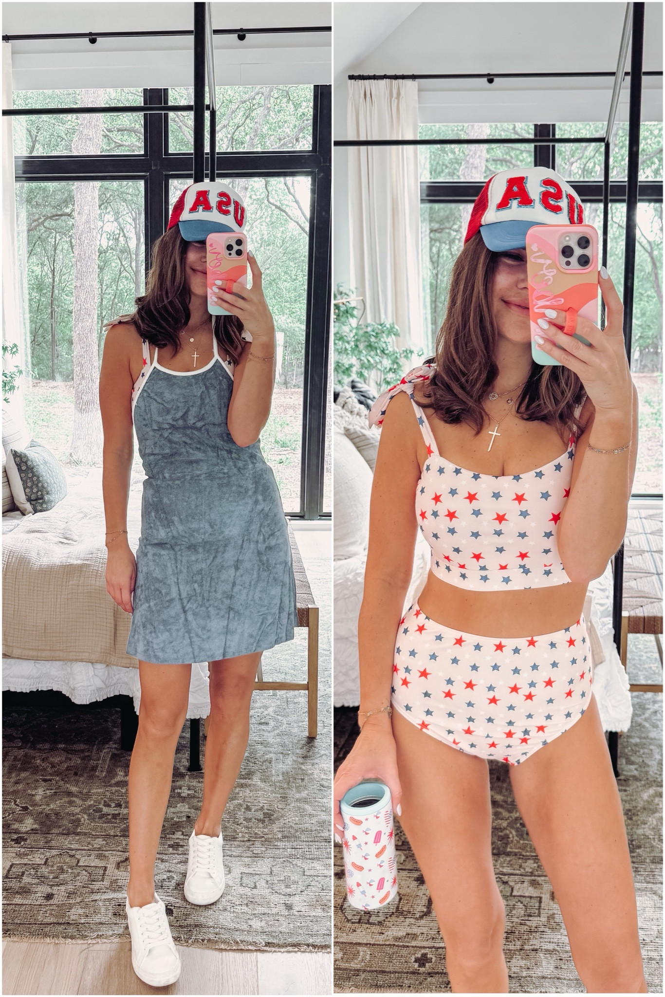 pink lily OH MY STARS collection is live!! size small in this terry cloth dress and size small in the swim. the USA trucker hat is the perfect addition! code: AMBER20 for 20% off! 

#LTKFamily #LTKSeasonal #LTKSwim