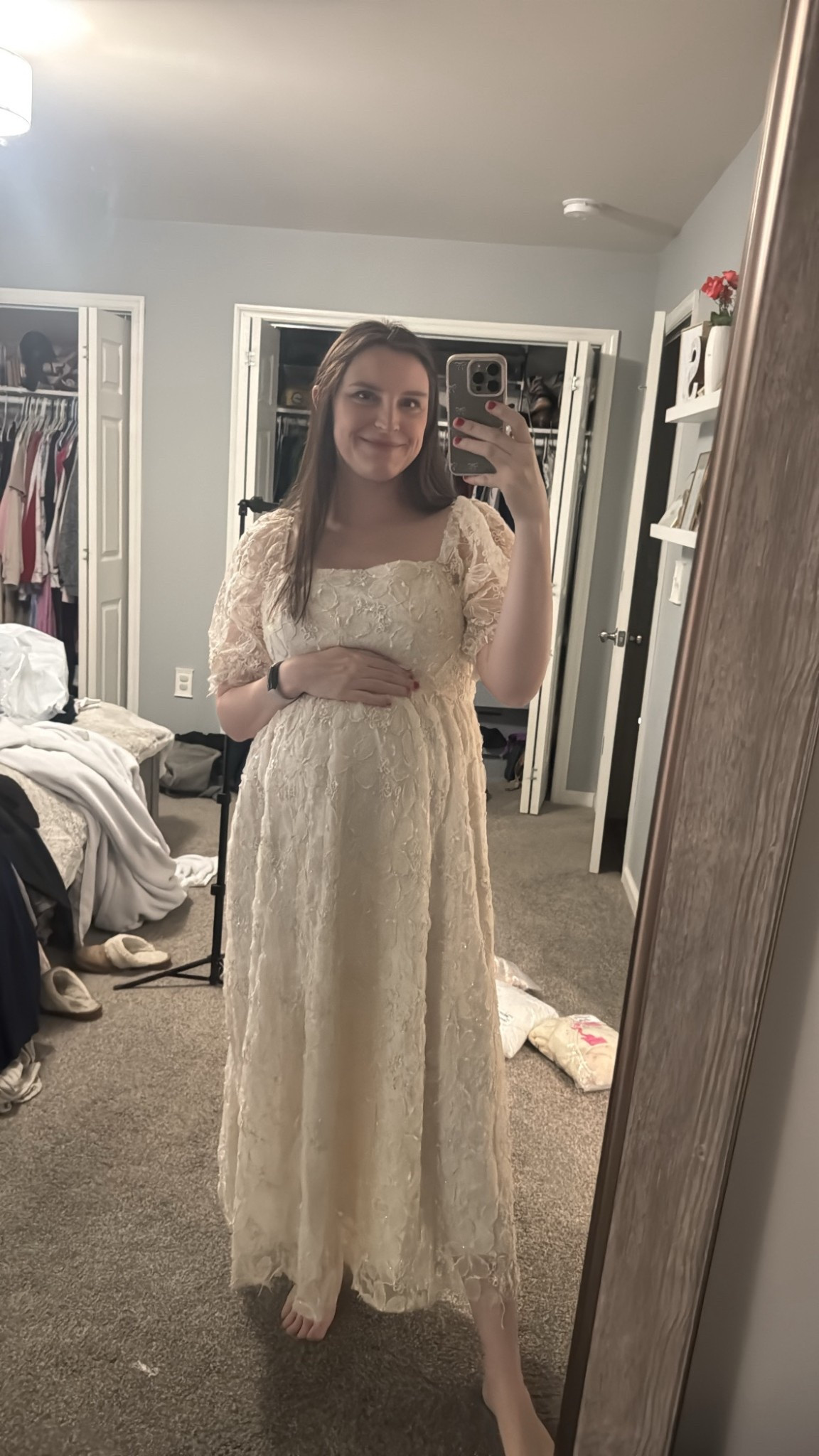 Super pretty baby shower dress from pink blush! The gold detailing is gorgeous!

#LTKFindsUnder100 #LTKBump #LTKHoliday