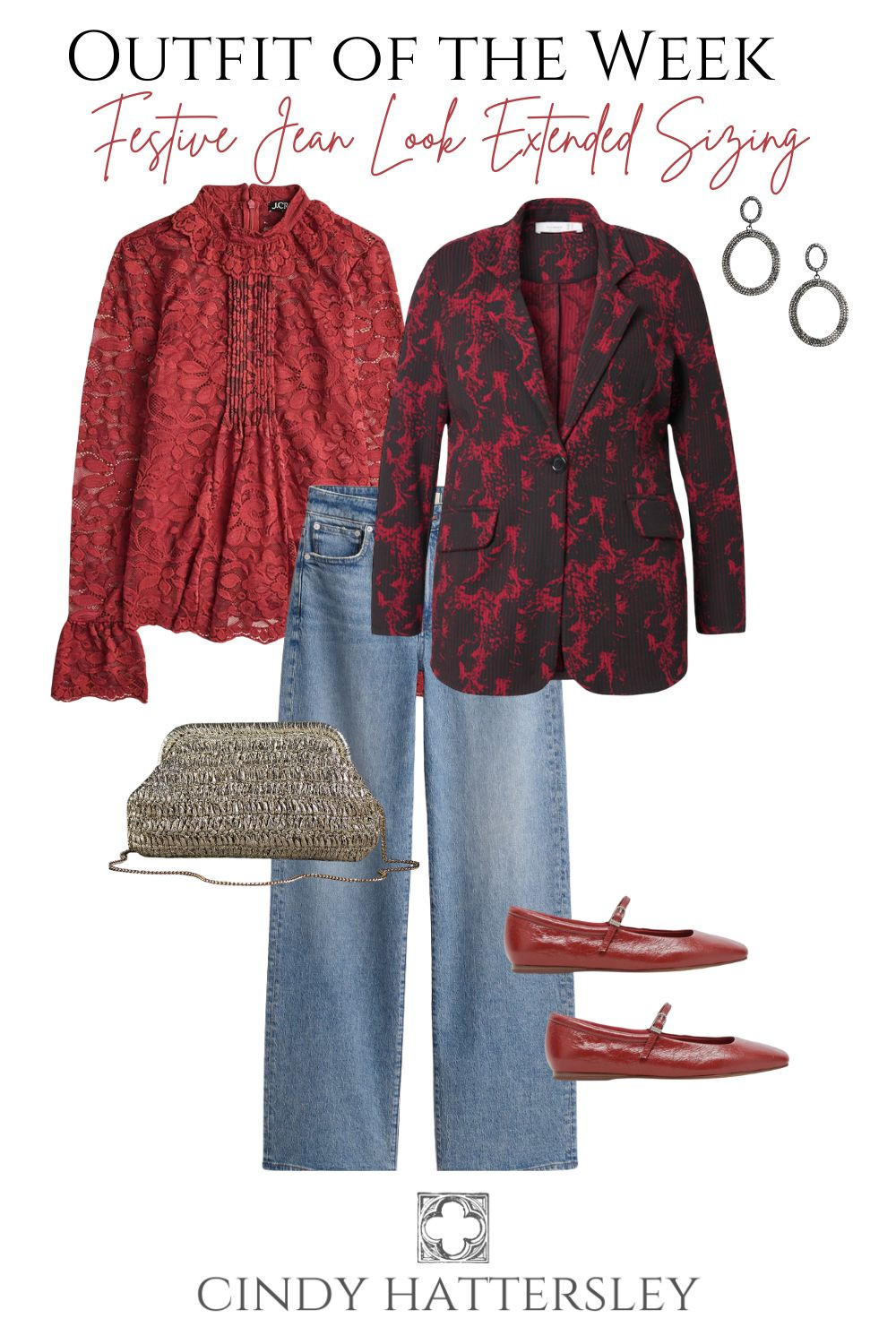 Extended Sizing Holiday Outfit with jeans, blazer, and flats from J Crew, Banana Republic, Dolce Vita, and Ulla Popken, and Anthropologie

#holidayoutfit #holidayattire 

 #LTKHoliday #LTKSeasonal #LTKPlusSize
