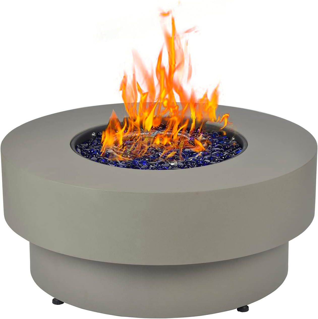 BAIDE Home Propane Outdoor Fire Pit Table, Flint & Concrete Look 33-inch Round Patio Gas Fire Tab... | Amazon (US)