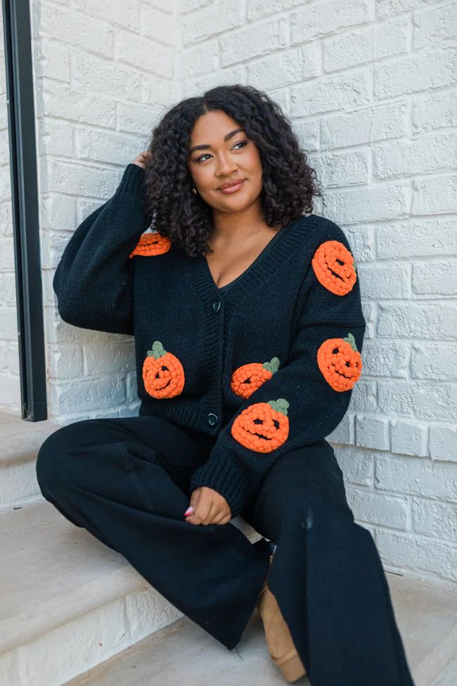 Hey Pumpkin Black Cardigan | Pink Lily