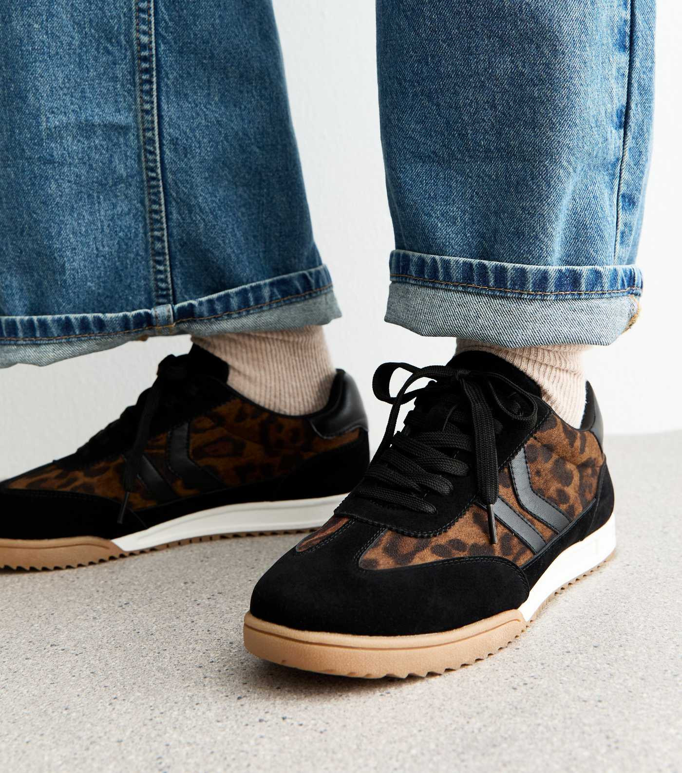 Brown Leopard Print Panelled Faux Leather Trainer | New Look | New Look (UK)