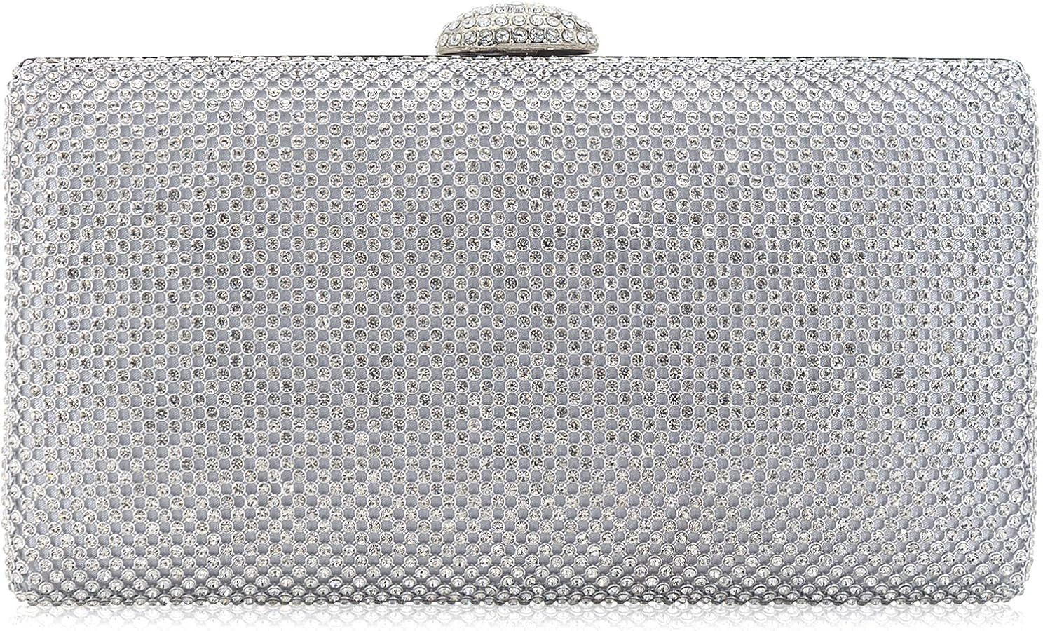 Dexmay Large Rhinestone Purse with Crystal Clasp Evening Clutch Bag Formal Party Handbag | Amazon (US)
