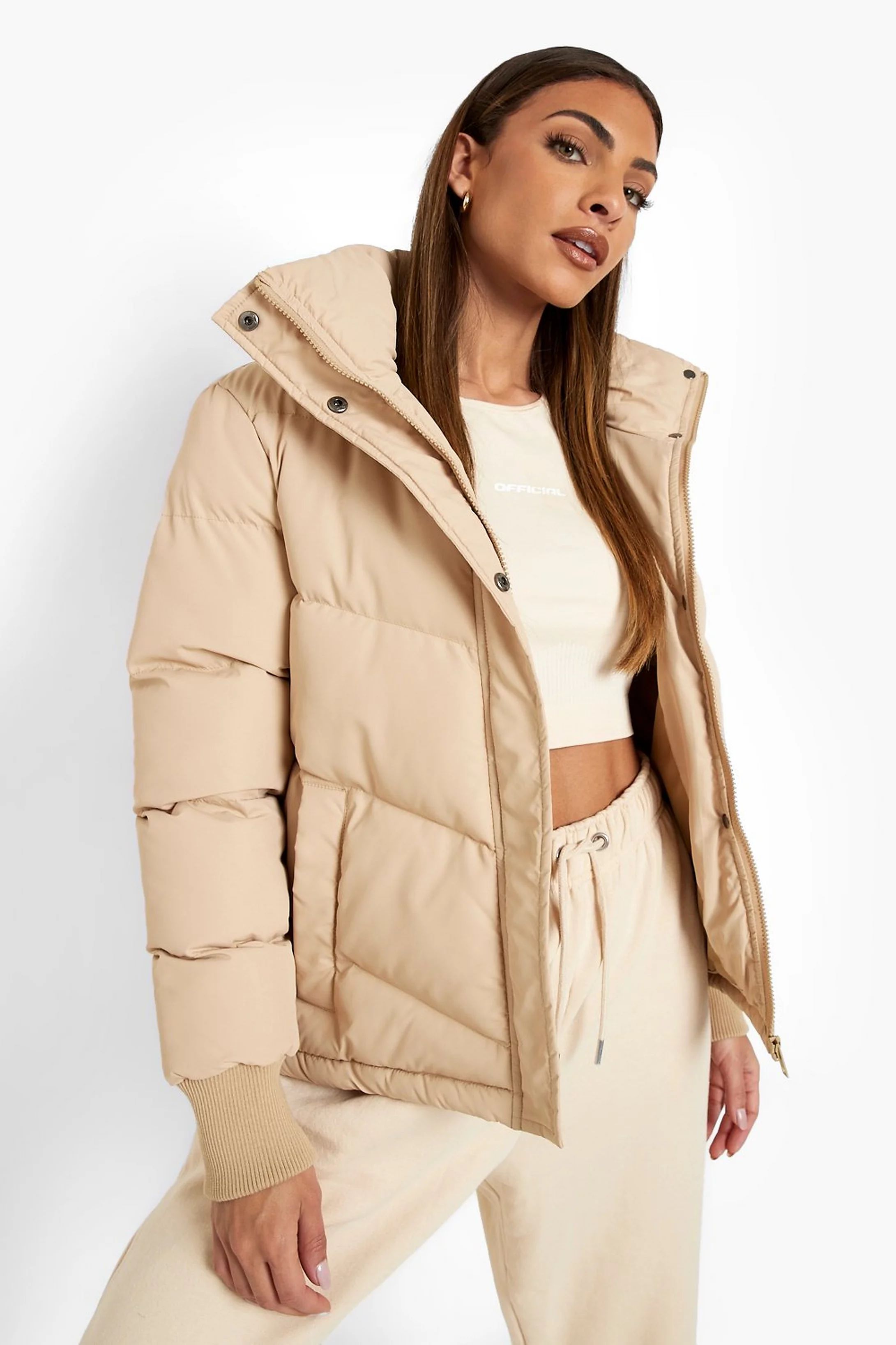 Funnel Neck Puffer Jacket | Boohoo.com (US & CA)