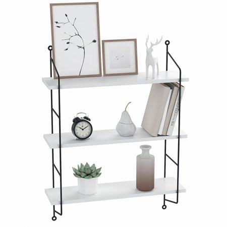 3 Tiers Floating Shelves Wall Mounted, Industrial Metal Frame Wood Wall Storage Shelves for home ... | Walmart (US)